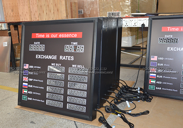 currency exchange rate board display
