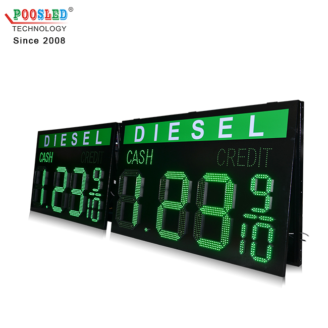 High Brightness 18 Inch Green DIESEL 8.88 9/10 Gas Station Led Gas Price Sign