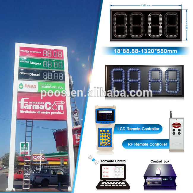Hot Sale Mexico 18 Inch White 88.88 Led Signs for Gas Stations