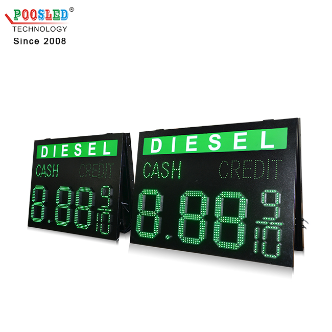 12 Inch Green 8.88 9/10 DIESEL Led Gas Signs With Lighting Box