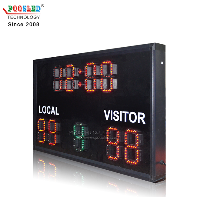 Outdoor Ip53 Remote Control 6 Inch Red Led Basketball Scoreboard