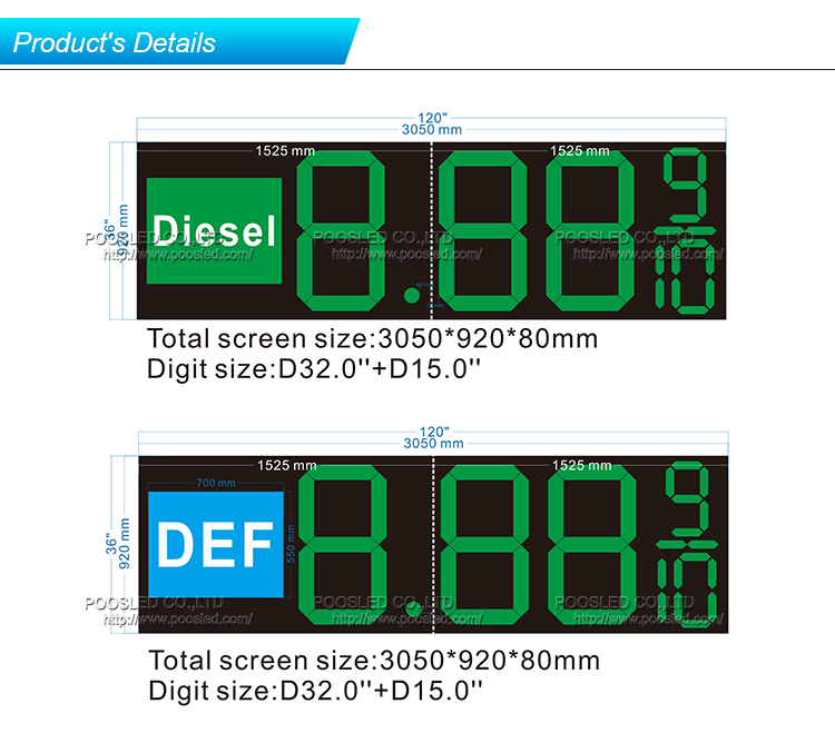 2 years warranty 12''+6'' 8.88 9/10 led number display for gas sign