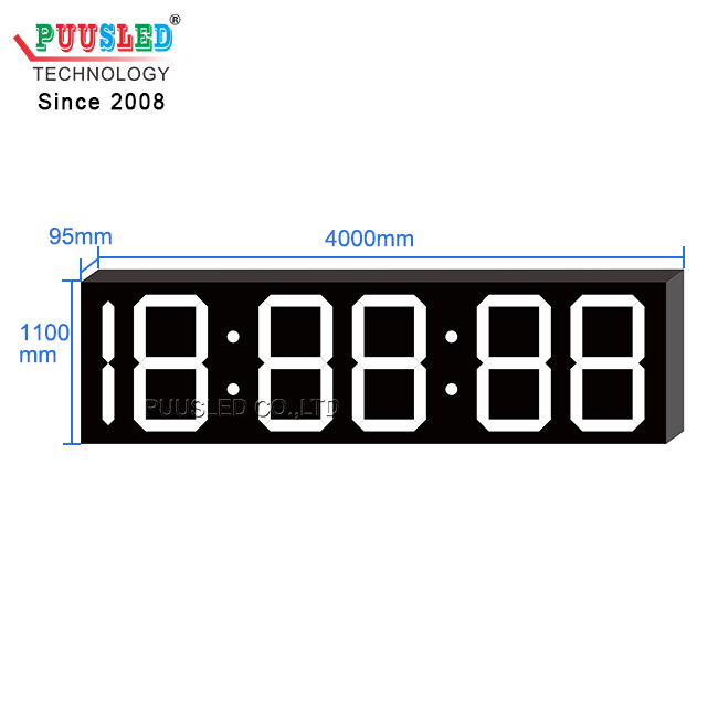 Outdoor Waterproof 7 Segments LED Digital Wall Clock for Airports Exhibition Halls Education Retail Stores Hanging