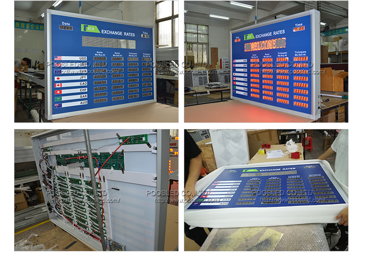 exchange rate sign with scrolling sign