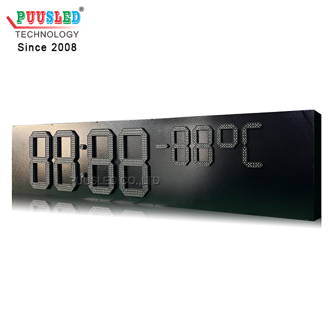 PUUSLED Outdoor Brightness Digital Timer Large Size LED Digital Clock Temperature Signs with Iron Cabinet White for Buildings