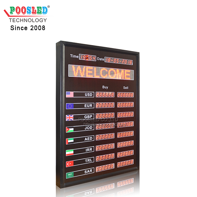 Multifunction Exchange Rate Board Red Nixie Tube Sign with Scrolling Sign Magnetic Label