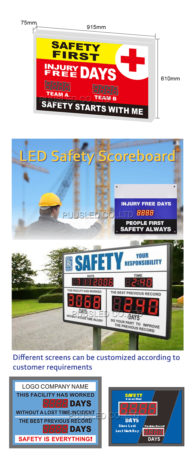 LED Safety Statistic Display Boards