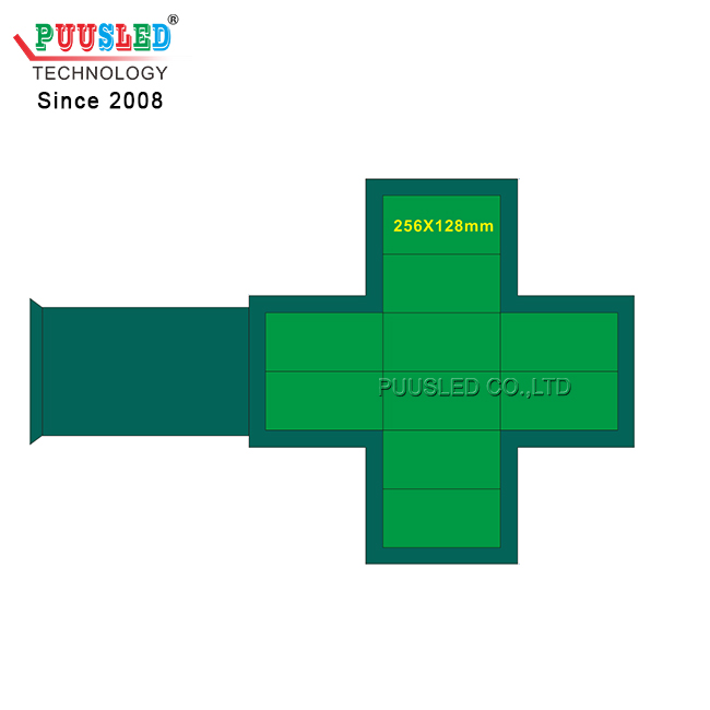 Outdoor Waterproof P8 RGB Color Led Cross Pharmacy Display Double Sided Cross Led Display for Pharmacy