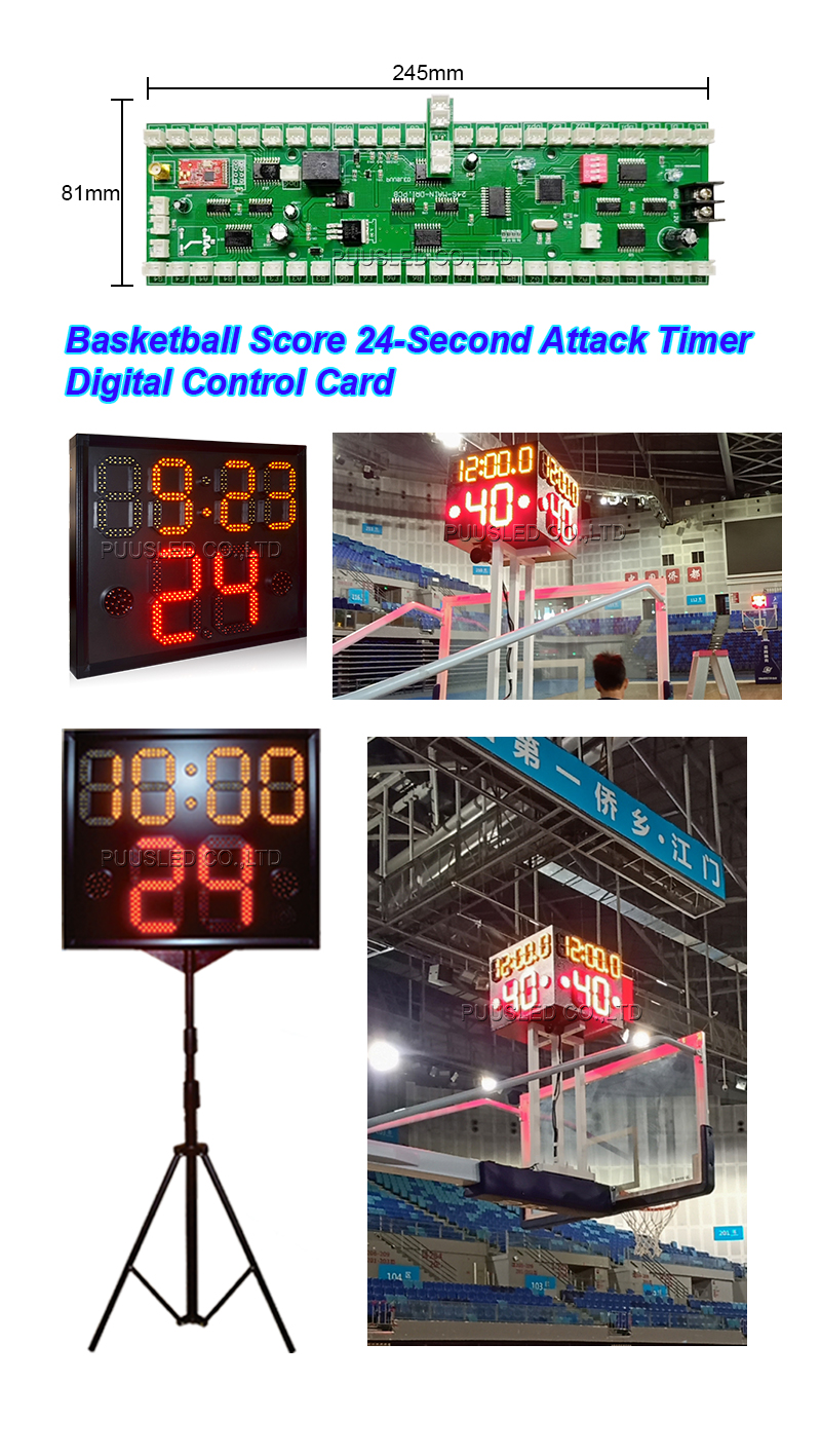 Basketball scoreboard with shot clock
