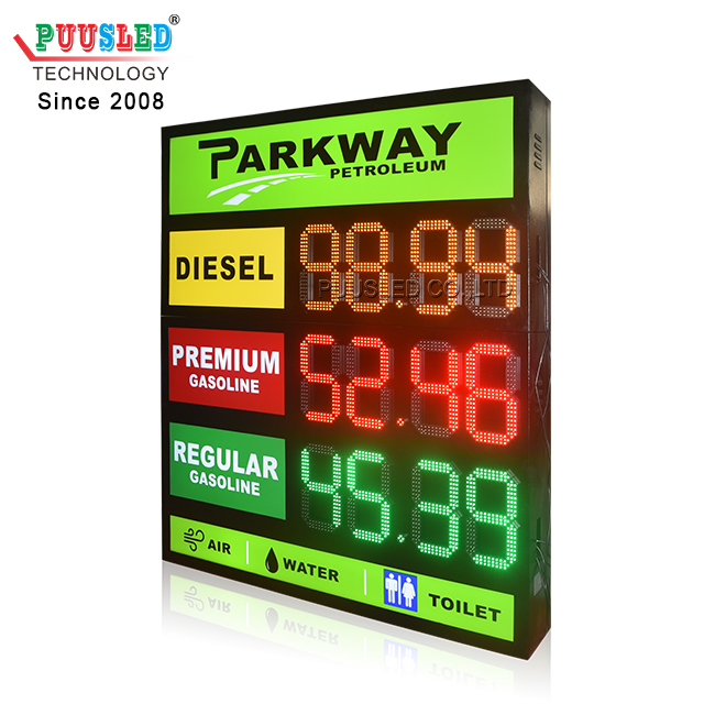 Brightness Waterproof Philippines Gas Station Price Sign LED DIESEL REGULAR PREMIUM Gasoline Price Sign with Lighting Box