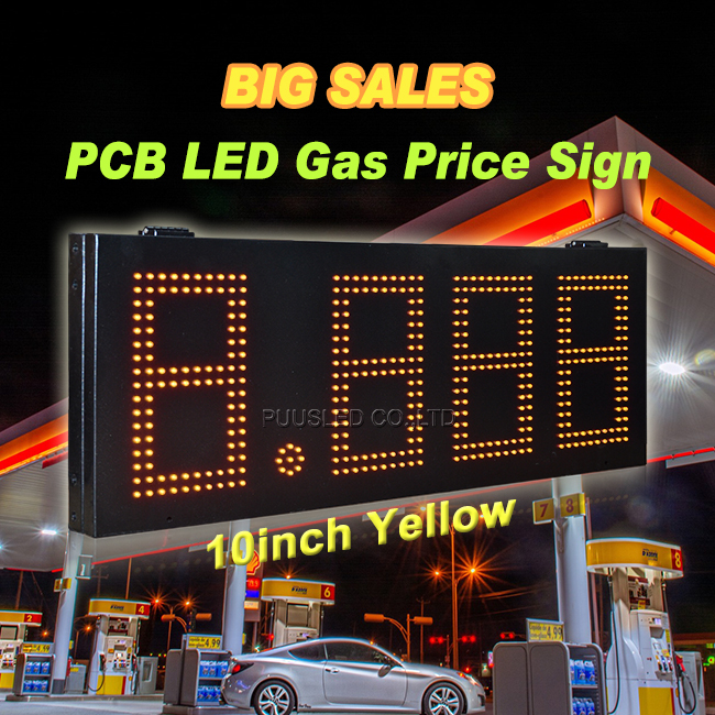 PUUSLED Big Sales Outdoor Brightness LED Gas Price Sign PCB Digital Number 8.888 Yellow Oil Price Board for Gas Station