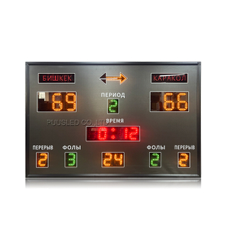 PUUSLED Mobile LED Basketball Scoreboard with Shot Clock Multi-Color PCB Display for Sports Games