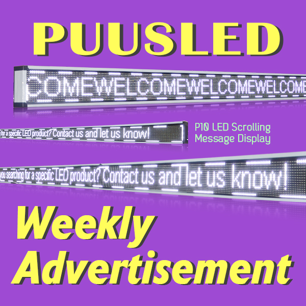 PUUSLED WEEKLY--P10 withe color LED scrolling message display