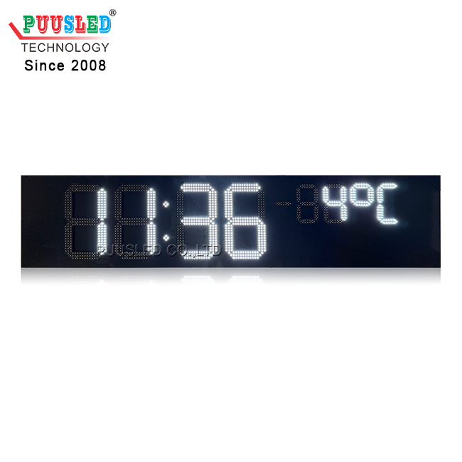 PUUSLED Outdoor Brightness Digital Timer Large Size LED Digital Clock Temperature Signs with Iron Cabinet White for Buildings