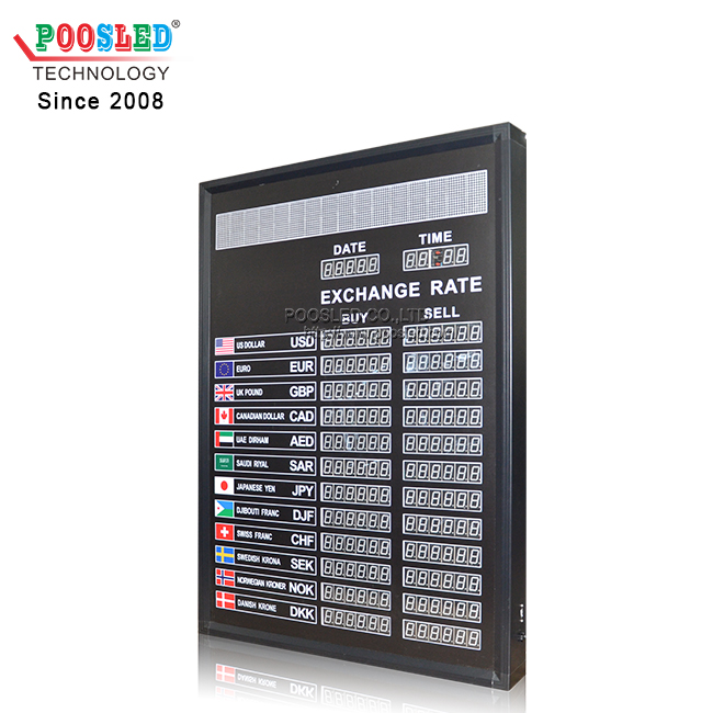 Indoor Using 1 Inche LED Nixie Tube12 Countries Exchange Rate Board with LED Scrolling Sign 