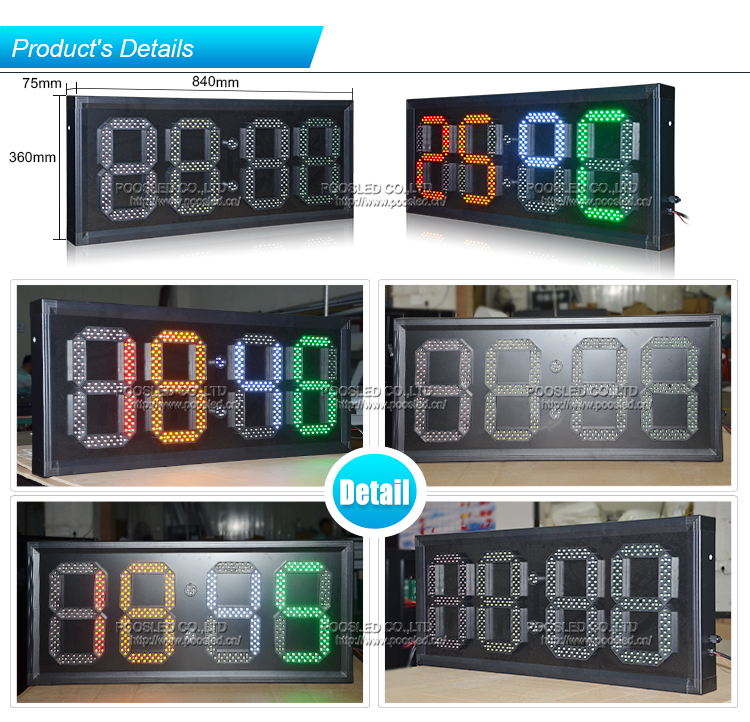 4 colors indoor using LED digits time & temperature sign