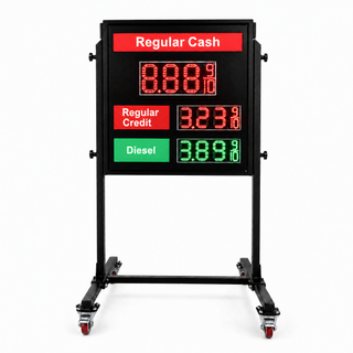 LED Gas Price Sign 3 Lines Portable Fuel Price Display Board 6.0 4.0 Inch Outdoor Aluminum Frame Gas Station Price Panel