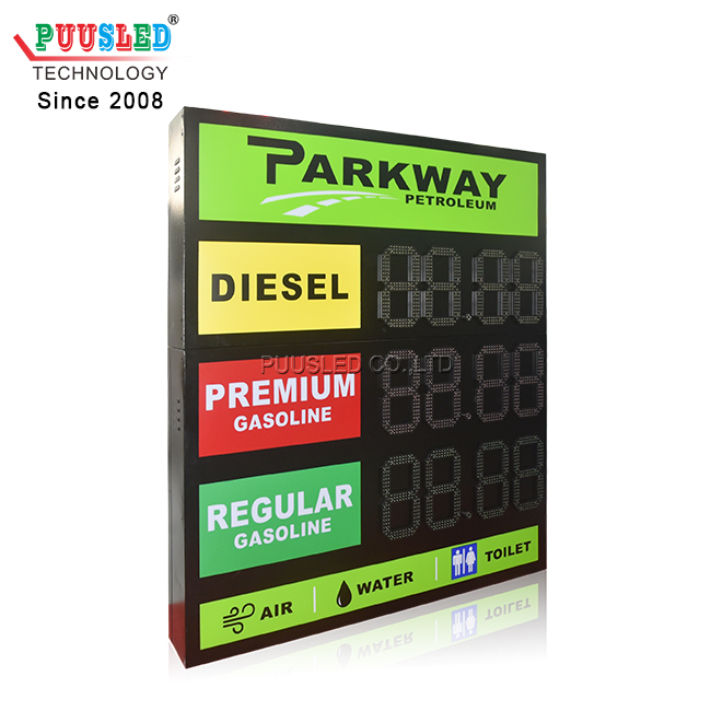 Brightness Waterproof Philippines Gas Station Price Sign LED DIESEL REGULAR PREMIUM Gasoline Price Sign with Lighting Box