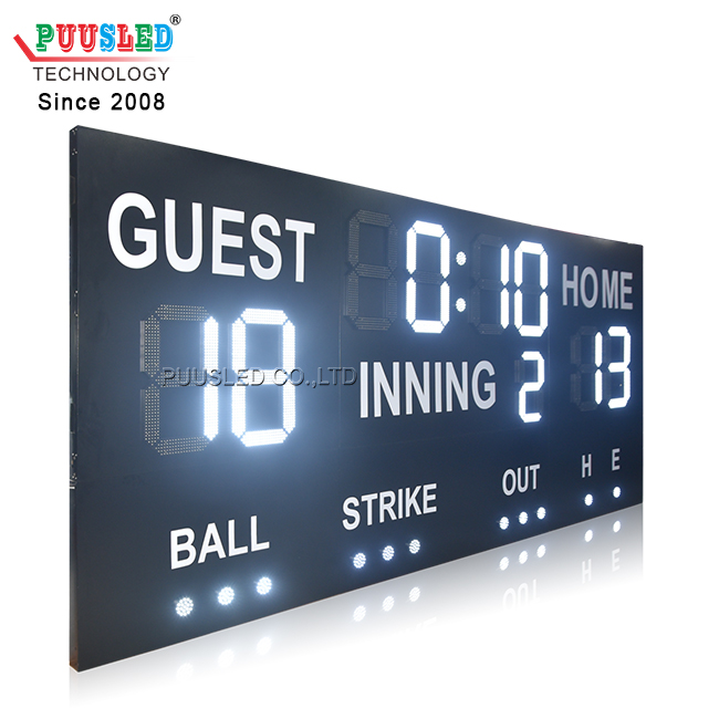 PUUSLED Large Size Electronic Sport Gametime Display Outdoor LED Sports Scoreboard LED Baseball Softball Scoreboards for Sale