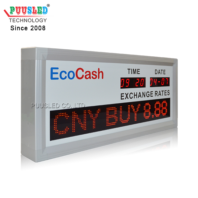 1.0 Inch LED Digital Currency Exchange Rate Board New Design for Indoor Use Airports Banks Retail Stores Featuring Red Display
