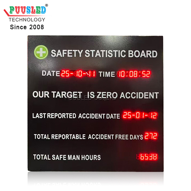 PUUSLED LEDDigit Days Scoreboard Red Color LED Construction Site Production Safety Days Scoreboard Suitable for Factories and Offices