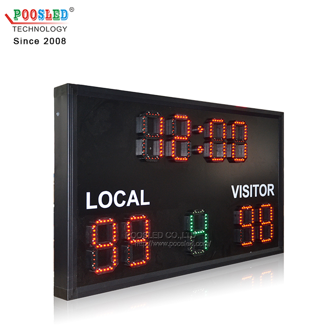 Outdoor Ip53 Remote Control 6 Inch Red Led Basketball Scoreboard
