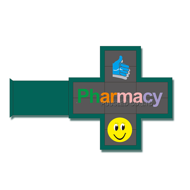 Outdoor Waterproof P8 RGB Color Led Cross Pharmacy Display Double Sided Cross Led Display for Pharmacy