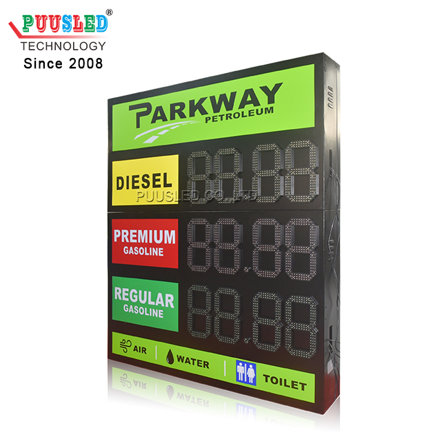 Brightness Waterproof Philippines Gas Station Price Sign LED DIESEL REGULAR PREMIUM Gasoline Price Sign with Lighting Box