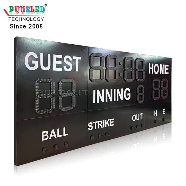 PUUSLED Large Size Electronic Sport Gametime Display Outdoor LED Sports Scoreboard LED Baseball Softball Scoreboards for Sale