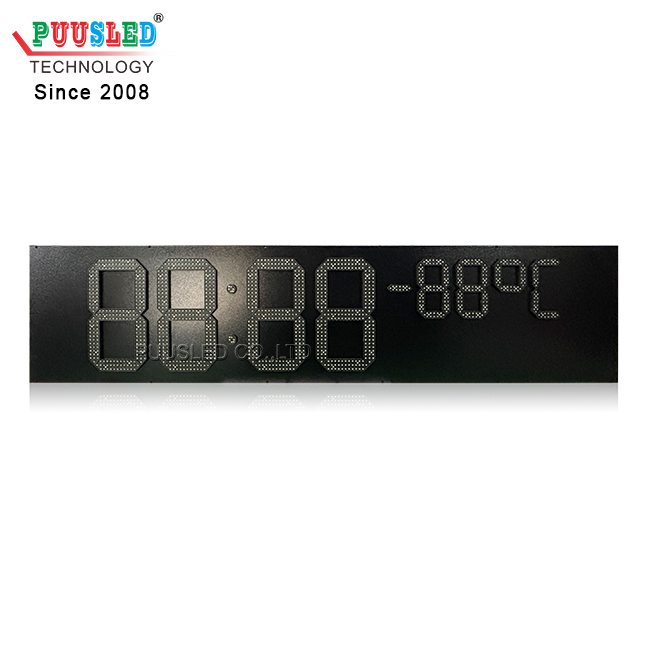 PUUSLED Outdoor Brightness Digital Timer Large Size LED Digital Clock Temperature Signs with Iron Cabinet White for Buildings
